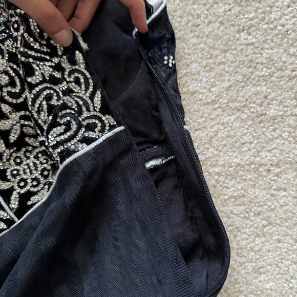 [LIKE NEW] Indian Pakistani Anarkali Gown Salwar Ethnic Suit Black Silver Small - Picture 9 of 12